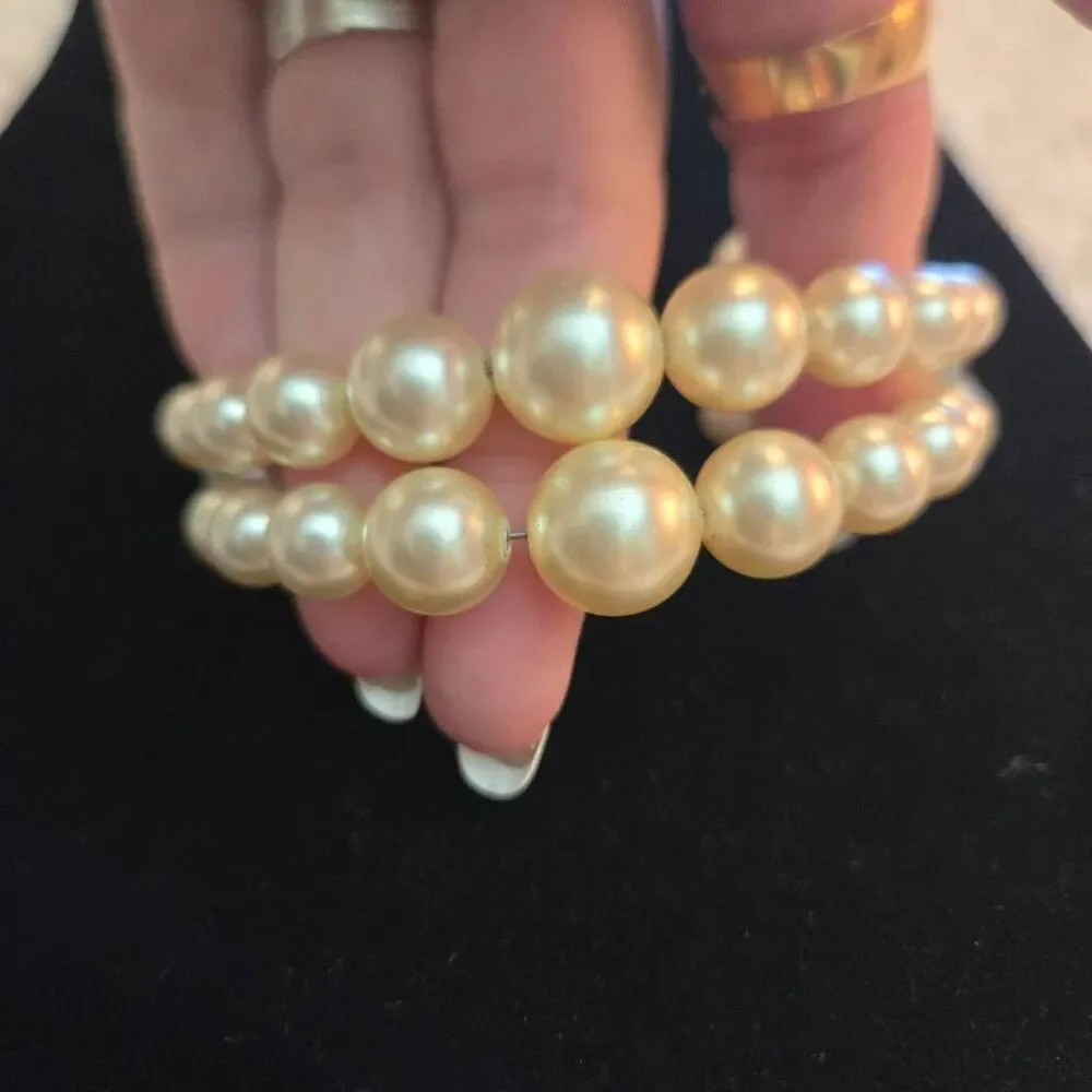 Vintage Pearl Bracelet 2 Strand Ivory Cuff
